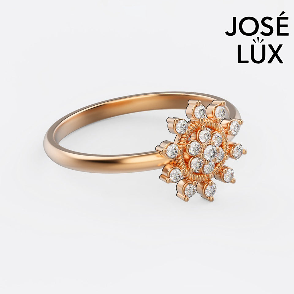 Handmade Moissanite Sunburst Cluster Ring — 10K & 14K Gold, GRA Certified Moissanite