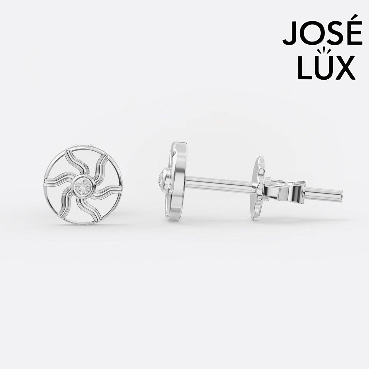 Handmade Men’s Sun Stud Earrings – 10K & 14K Gold Moissanite (Single or Pair)