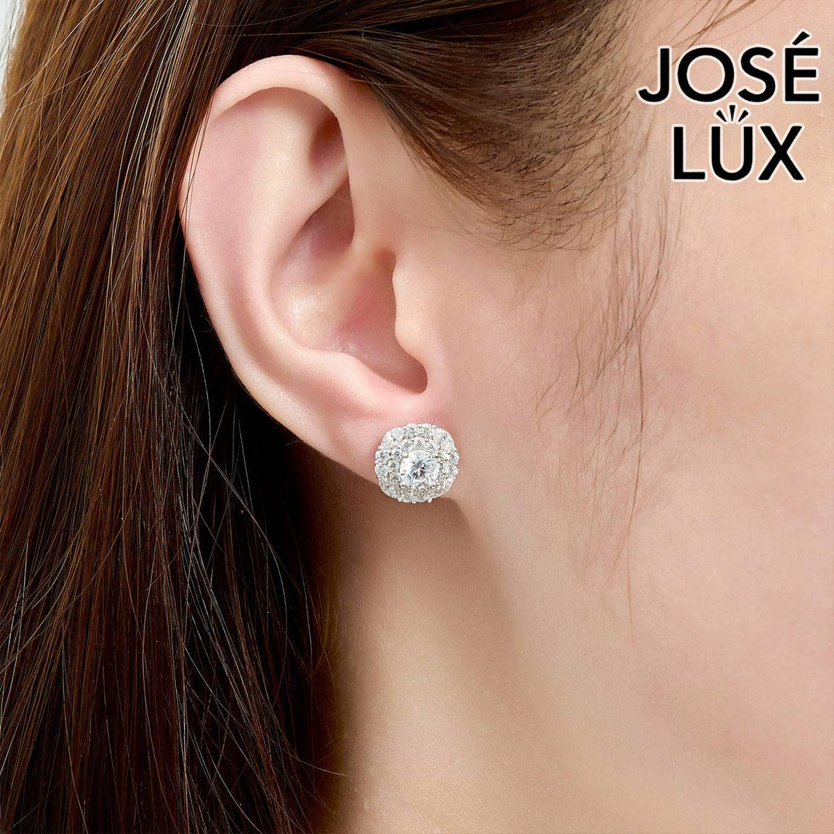 Handmade Moissanite Double Halo Stud Earrings 14K White Gold — GRA Certified Center Stone