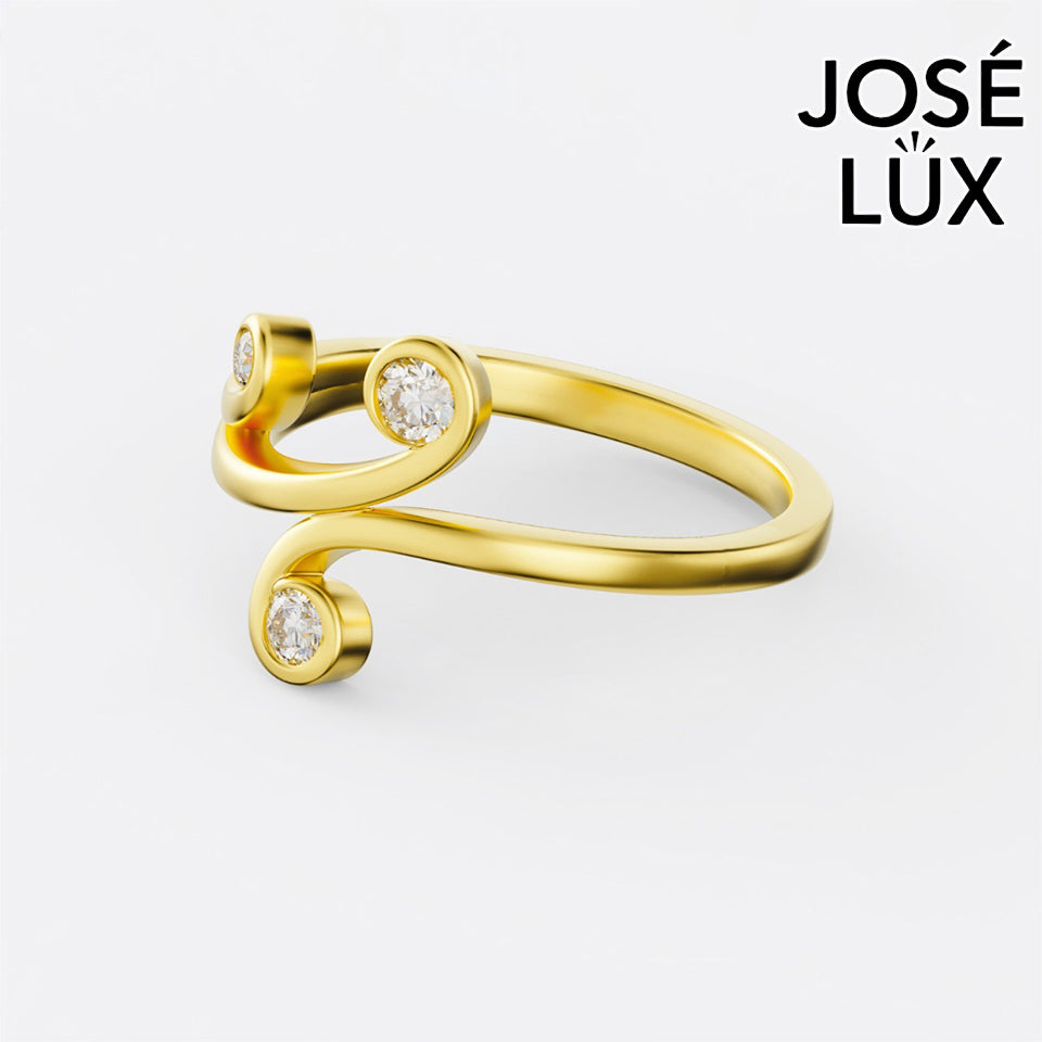 Handmade Moissanite Open Swirl Ring — 10K & 14K Gold, GRA Certified Moissanite