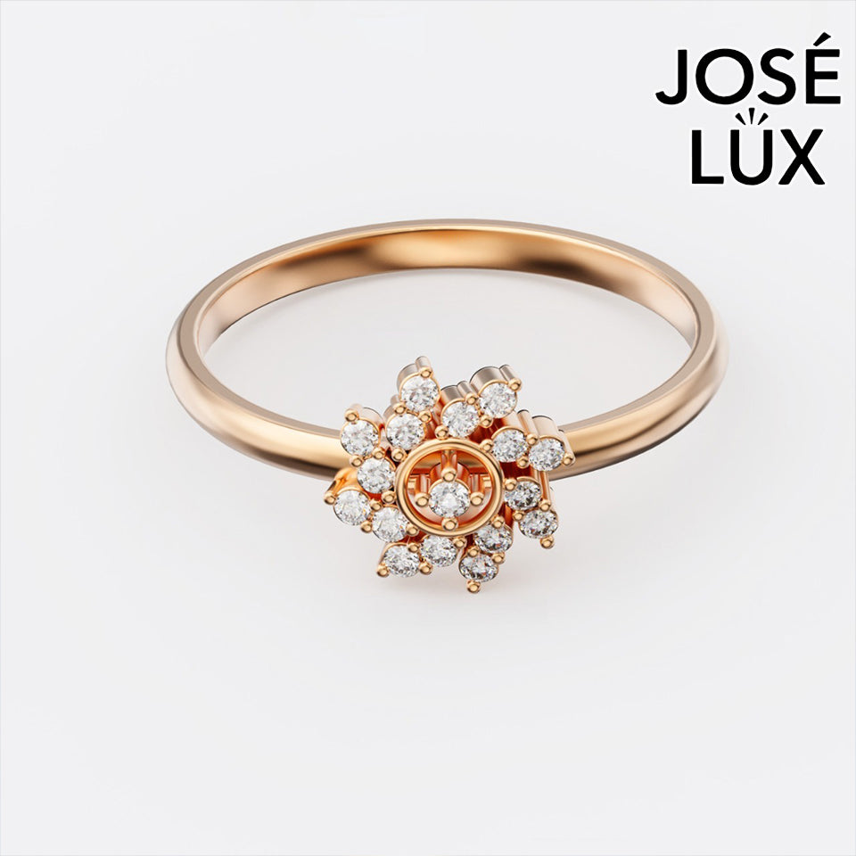 Handmade Moissanite Flower Cluster Ring — 10K & 14K Gold, GRA Certified Moissanite