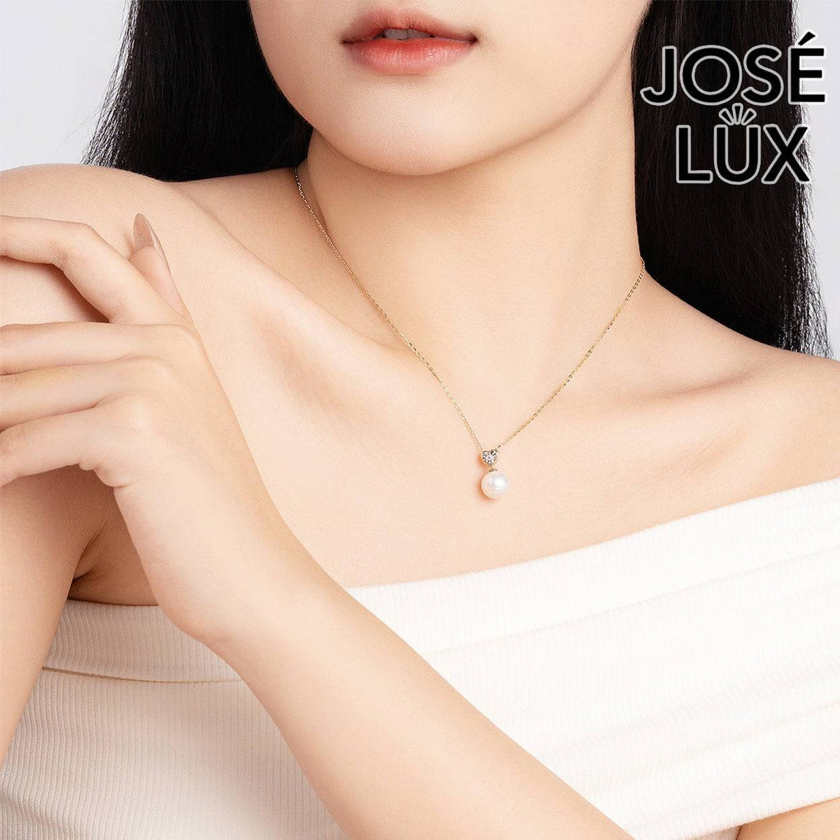 Handmade Women’s 14K Gold Freshwater Pearl Necklace — Heart Pendant, CZ Accent, 18 Inches