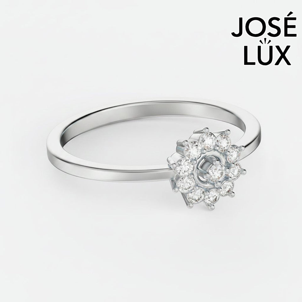 Handmade Moissanite Halo Cluster Ring — 10K & 14K Gold, GRA Certified Moissanite