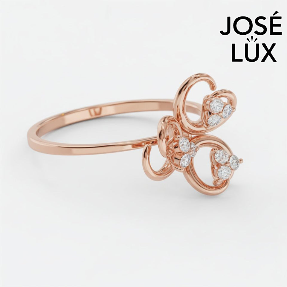 Handmade Moissanite Swirl Ring — 10K & 14K Gold, GRA Certified Moissanite