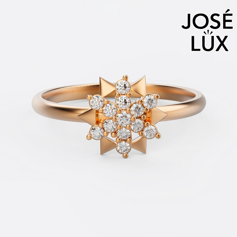 Handmade Moissanite Star Cluster Ring — 10K & 14K Gold, GRA Certified Moissanite