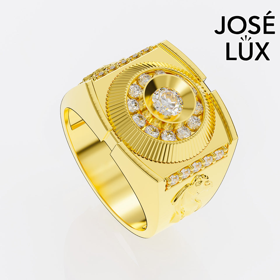 Handmade Moissanite Fluted Bezel Halo Ring — 10K & 14K Gold, GRA Certified Moissanite Center