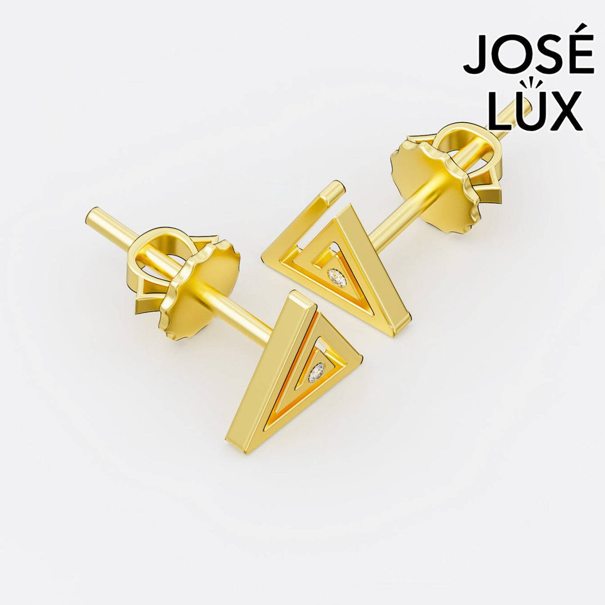 Handmade Men’s Triangle Stud Earrings – 10K & 14K Gold Moissanite (Single or Pair)