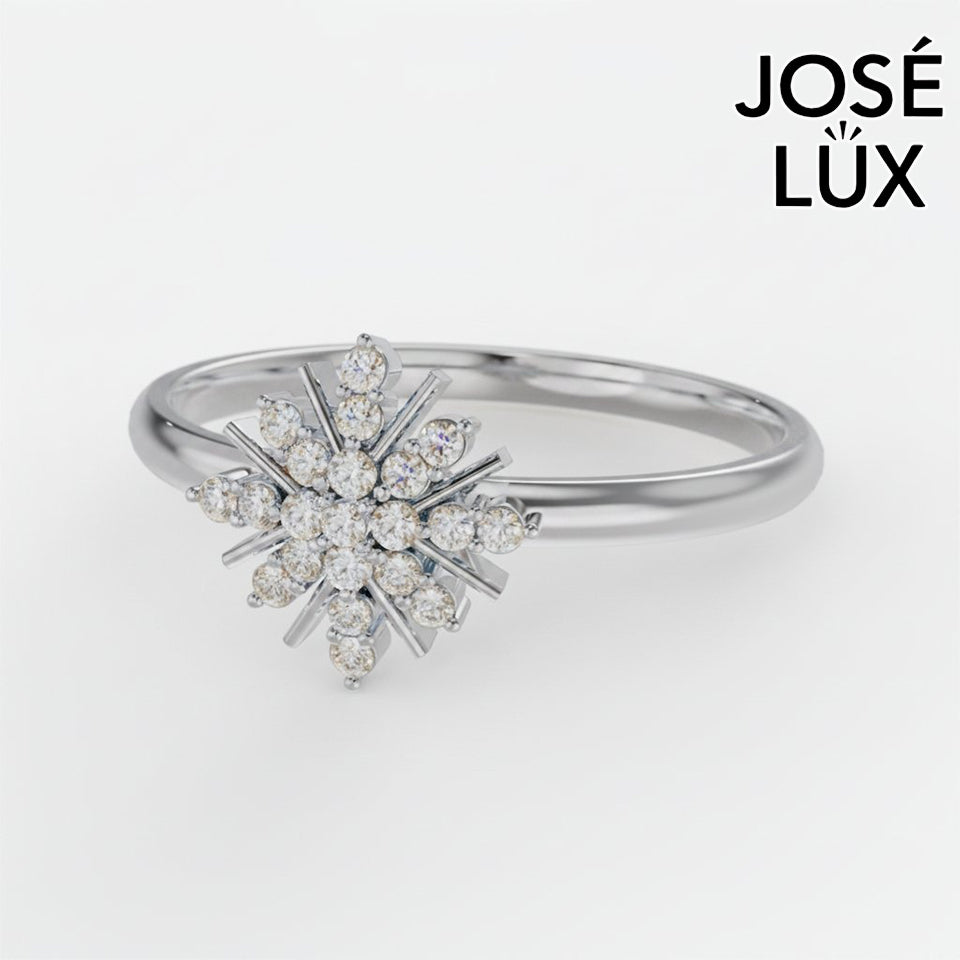 Handmade Moissanite Snowflake Ring — 10K & 14K Gold, GRA Certified Moissanite