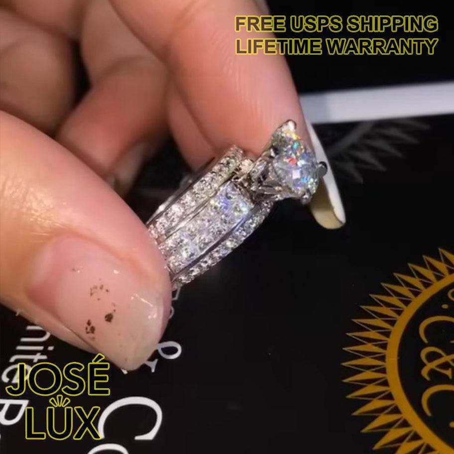 Handmade Moissanite Bridal Ring — 925 Sterling Silver, Rhodium Plated White Gold Finish, GRA Moissanite