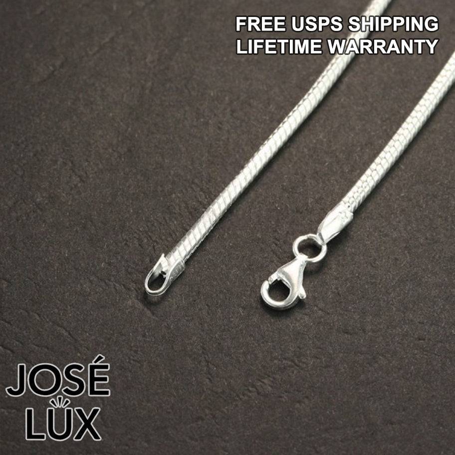 Handmade Snake Chain Necklace for Men — 925 Sterling Silver, Rhodium Plated White Gold Finish, Handcrafted Clasp