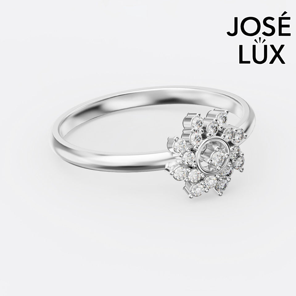Handmade Moissanite Flower Cluster Ring — 10K & 14K Gold, GRA Certified Moissanite