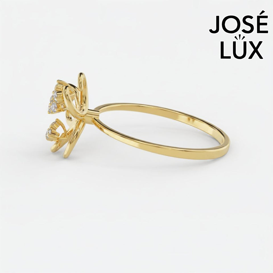 Handmade Moissanite Swirl Ring — 10K & 14K Gold, GRA Certified Moissanite