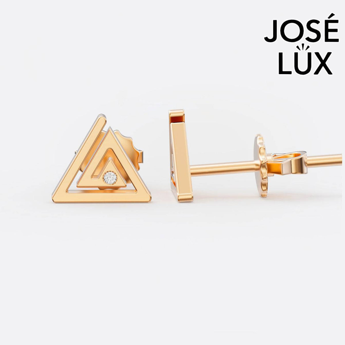Handmade Men’s Triangle Stud Earrings – 10K & 14K Gold Moissanite (Single or Pair)