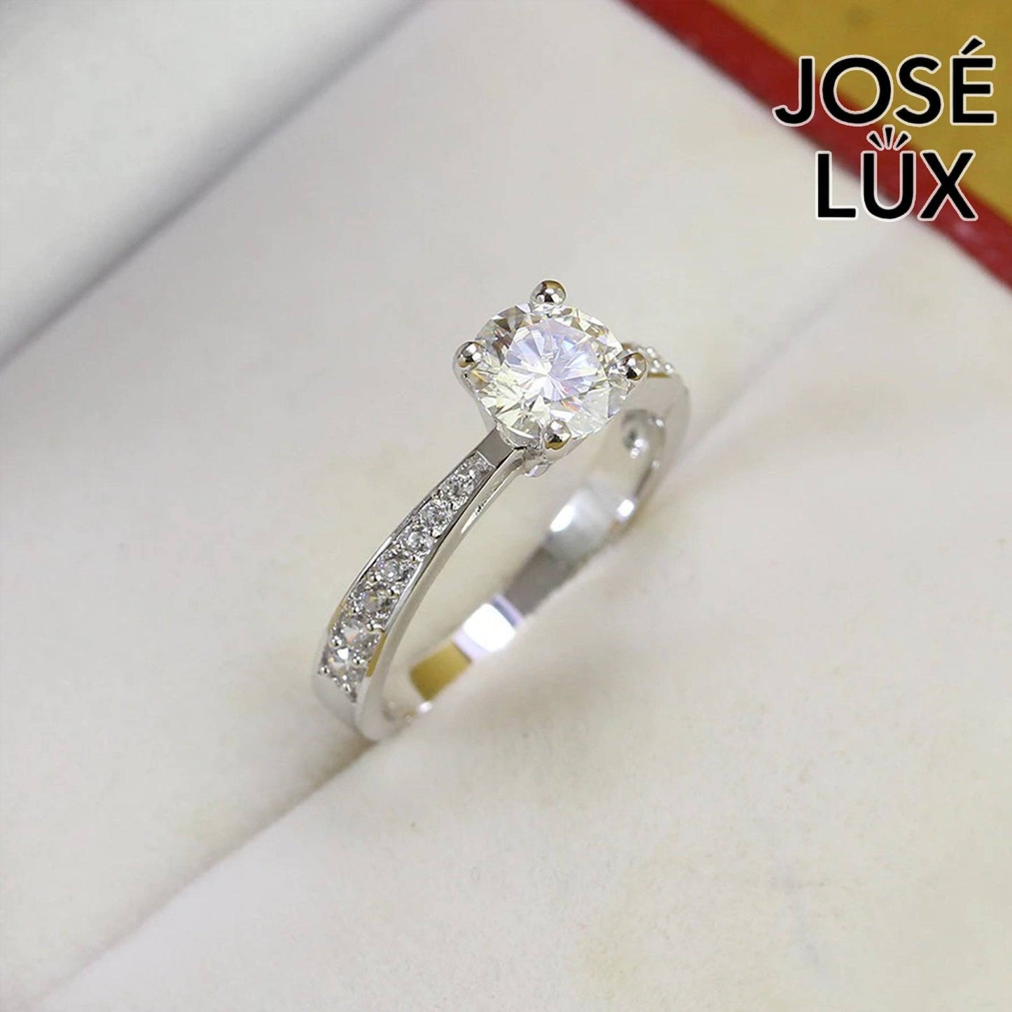 Handmade Classic Solitaire Pavé Ring — 925 Sterling Silver, Rhodium Plated White Gold Finish, GRA Moissanite