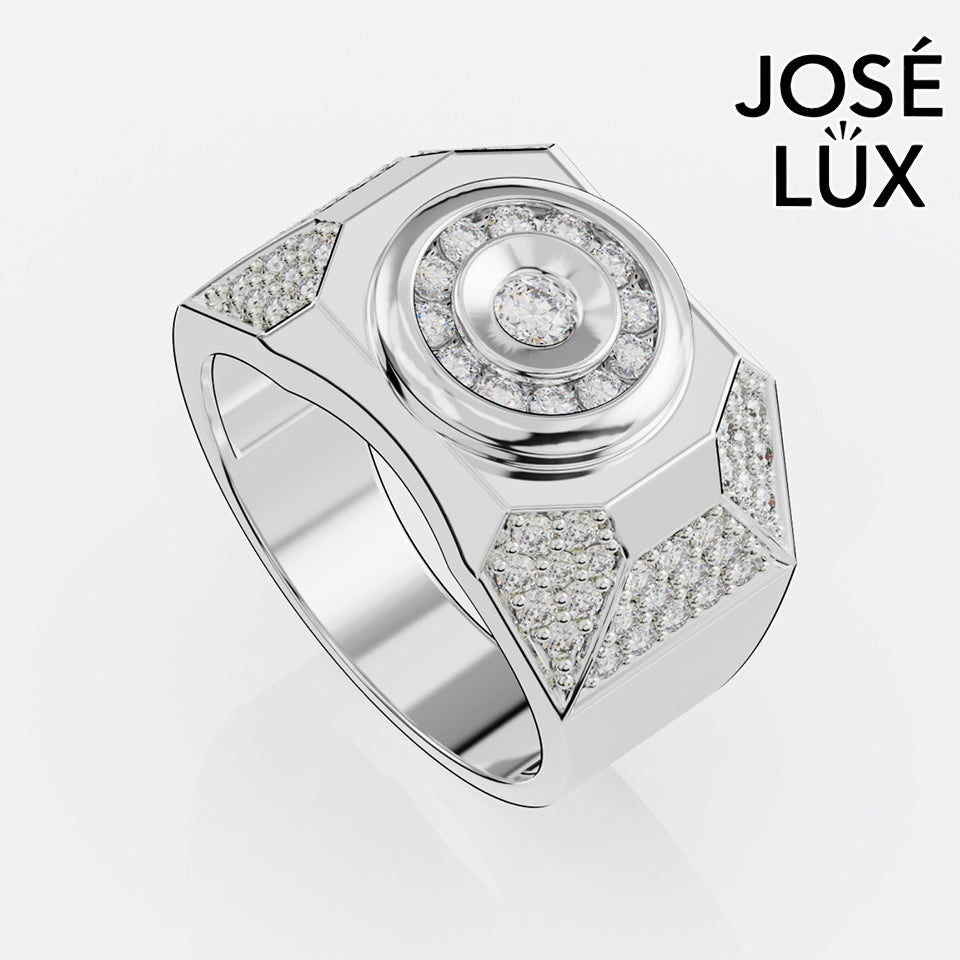 Handmade Moissanite Octagon Halo Signet Ring — 10K & 14K Gold, GRA Certified Moissanite Center