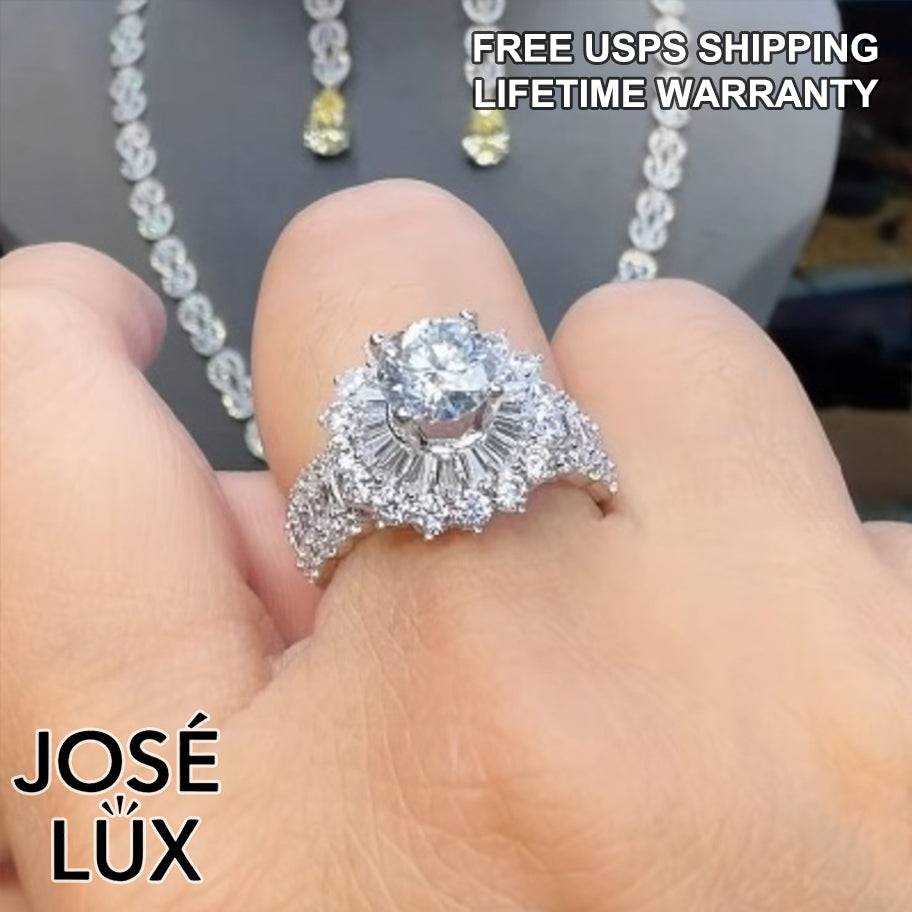 Handmade Ballerina Moissanite Ring — 925 Sterling Silver, Rhodium Plated White Gold Finish, GRA Moissanite