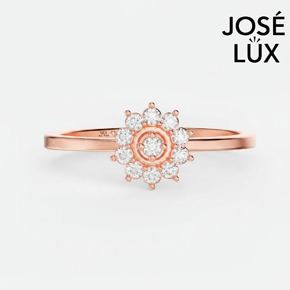 Handmade Moissanite Halo Cluster Ring — 10K & 14K Gold, GRA Certified Moissanite
