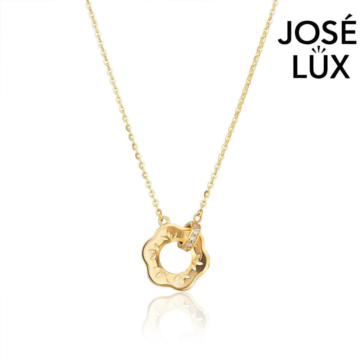 Handmade Women’s 14K Gold Open Flower Necklace — Swiss CZ Accent, 18 Inches
