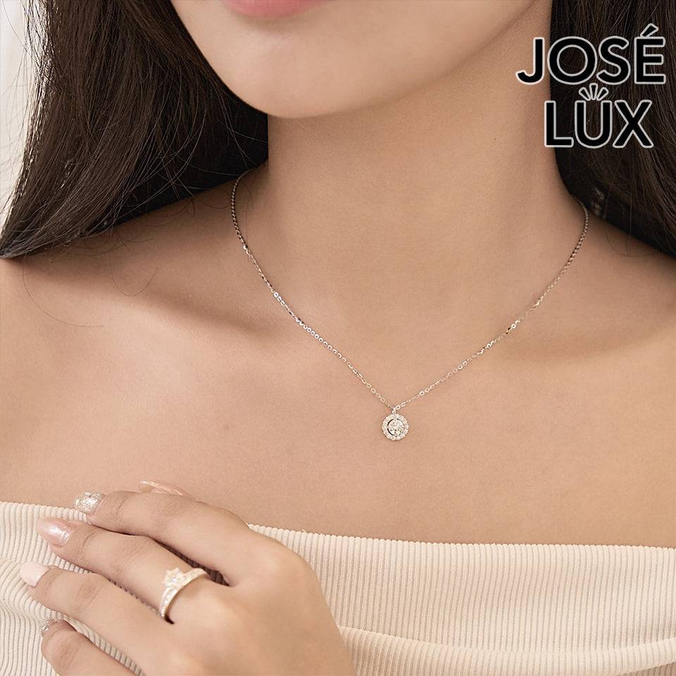Handmade Round Halo Moissanite Pendant Necklace — 925 Sterling Silver, Rhodium Plated White Gold Finish, GRA Moissanite