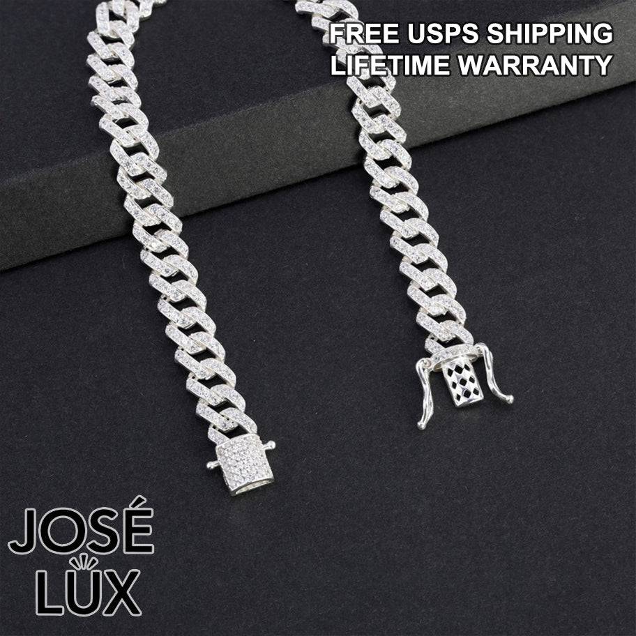 Handmade Miami Cuban Link Bracelet for Men — 6mm, 925 Sterling Silver, Pavé-Set Swiss CZ, Rhodium Plated White Gold Finish