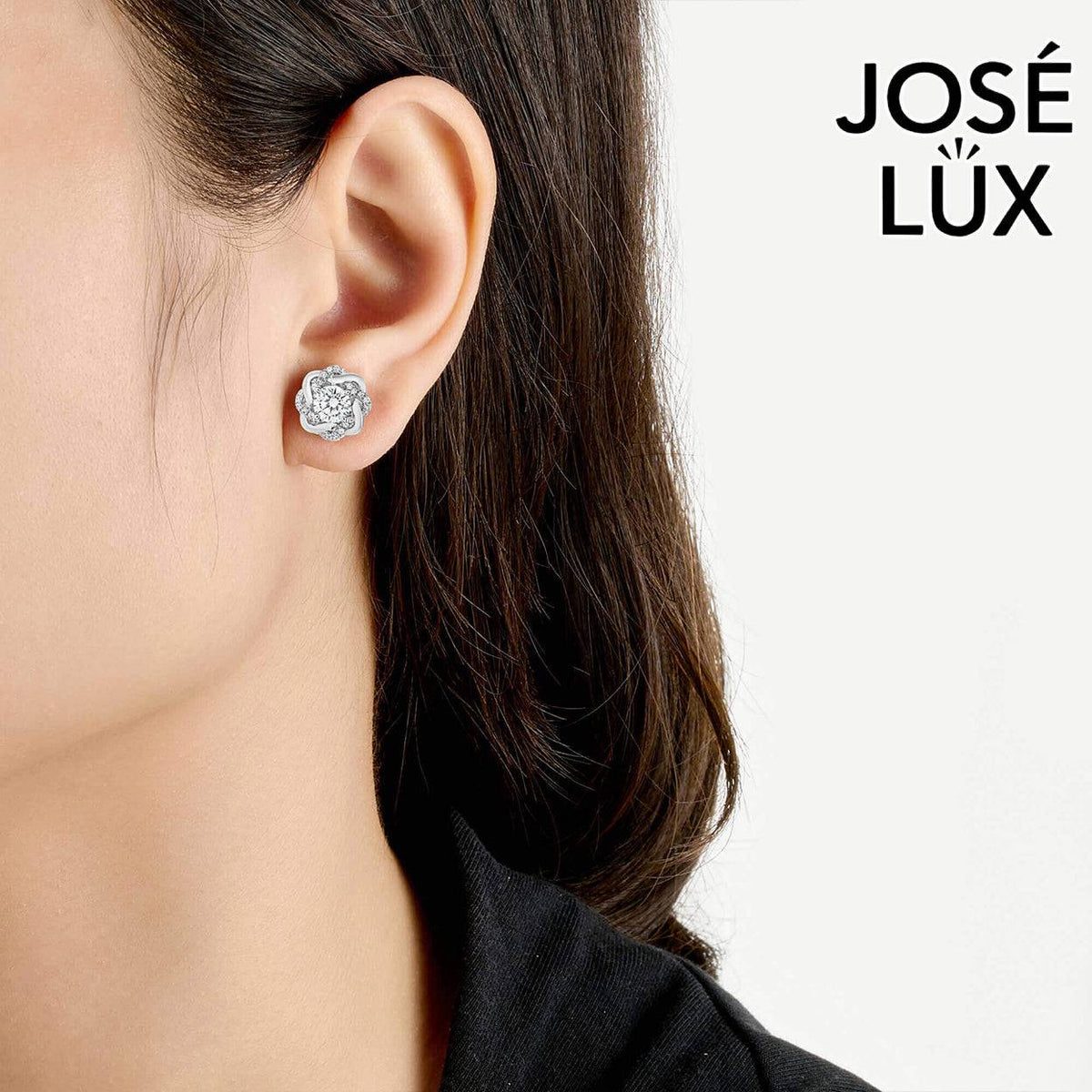 Handmade Moissanite Love Knot Stud Earrings 10K White Gold — GRA Certified Center Stone