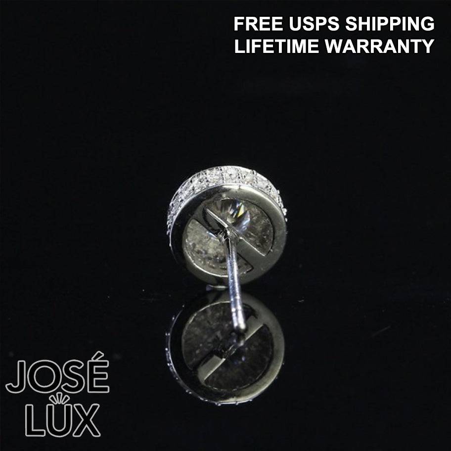 Handmade Men’s Halo Moissanite Stud Earring — 925 Sterling Silver, Rhodium Plated White Gold Finish, Full Moissanite Halo