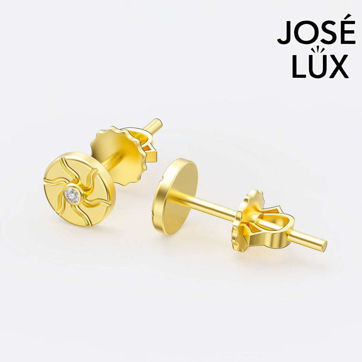 Handmade Men’s Sun Stud Earrings – 10K & 14K Gold Moissanite (Single or Pair)