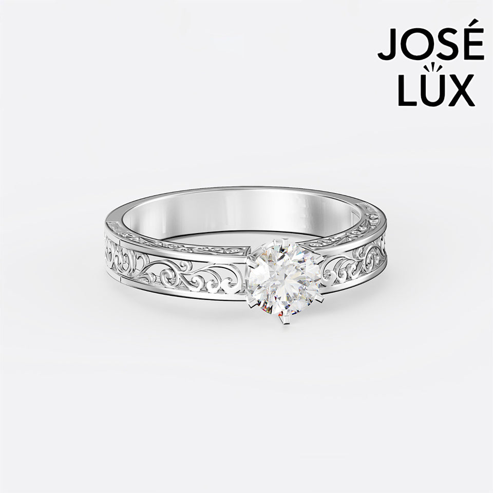 Handmade Moissanite Vintage Filigree Ring — 10K & 14K Gold, GRA Certified Moissanite
