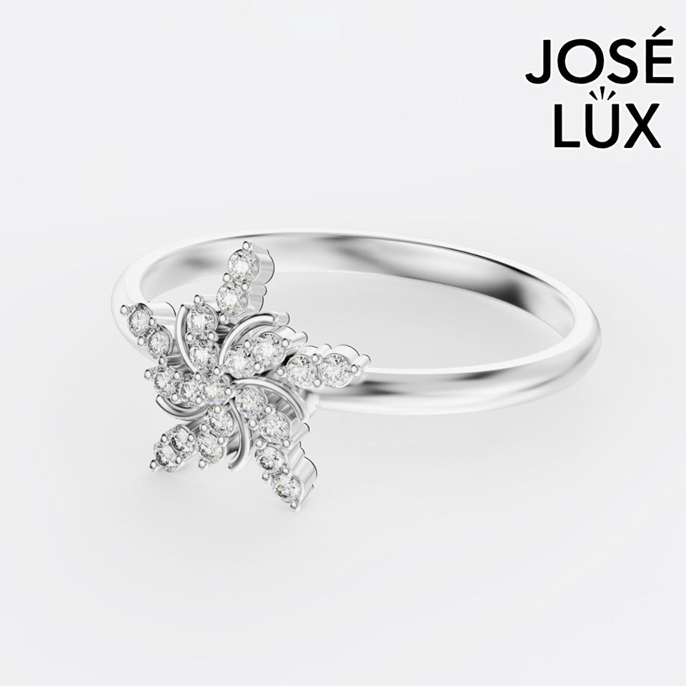 Handmade Moissanite Pinwheel Cluster Ring — 10K & 14K Gold, GRA Certified Moissanite