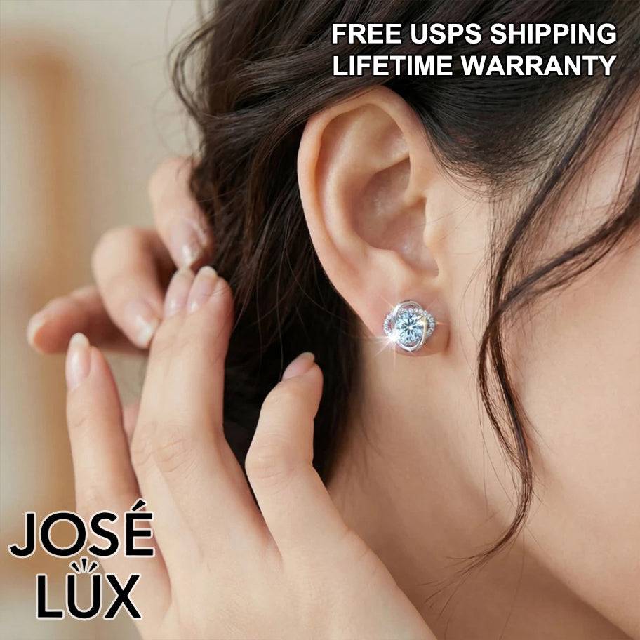 Moissanite Twist Halo Sterling Silver Stud Earrings