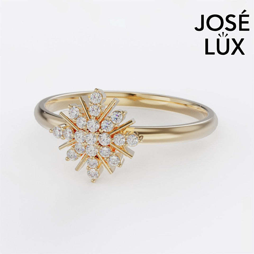 Handmade Moissanite Snowflake Ring — 10K & 14K Gold, GRA Certified Moissanite