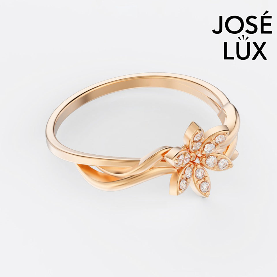 Handmade Moissanite Flower Vine Ring — 10K & 14K Gold, GRA Certified Moissanite