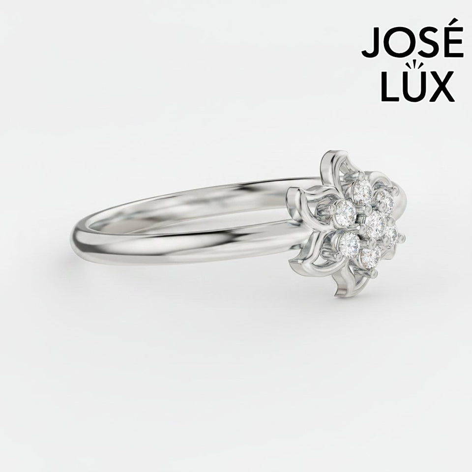 Handmade Moissanite Lotus Flower Ring — 10K & 14K Gold, GRA Certified Moissanite