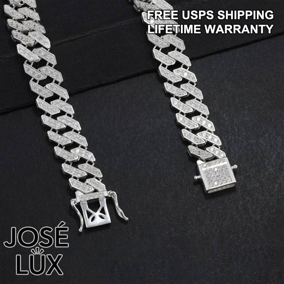 Handmade Miami Cuban Link Bracelet for Men — 9mm, 925 Sterling Silver, Swiss CZ Pavé, Rhodium Plated White Gold Finish