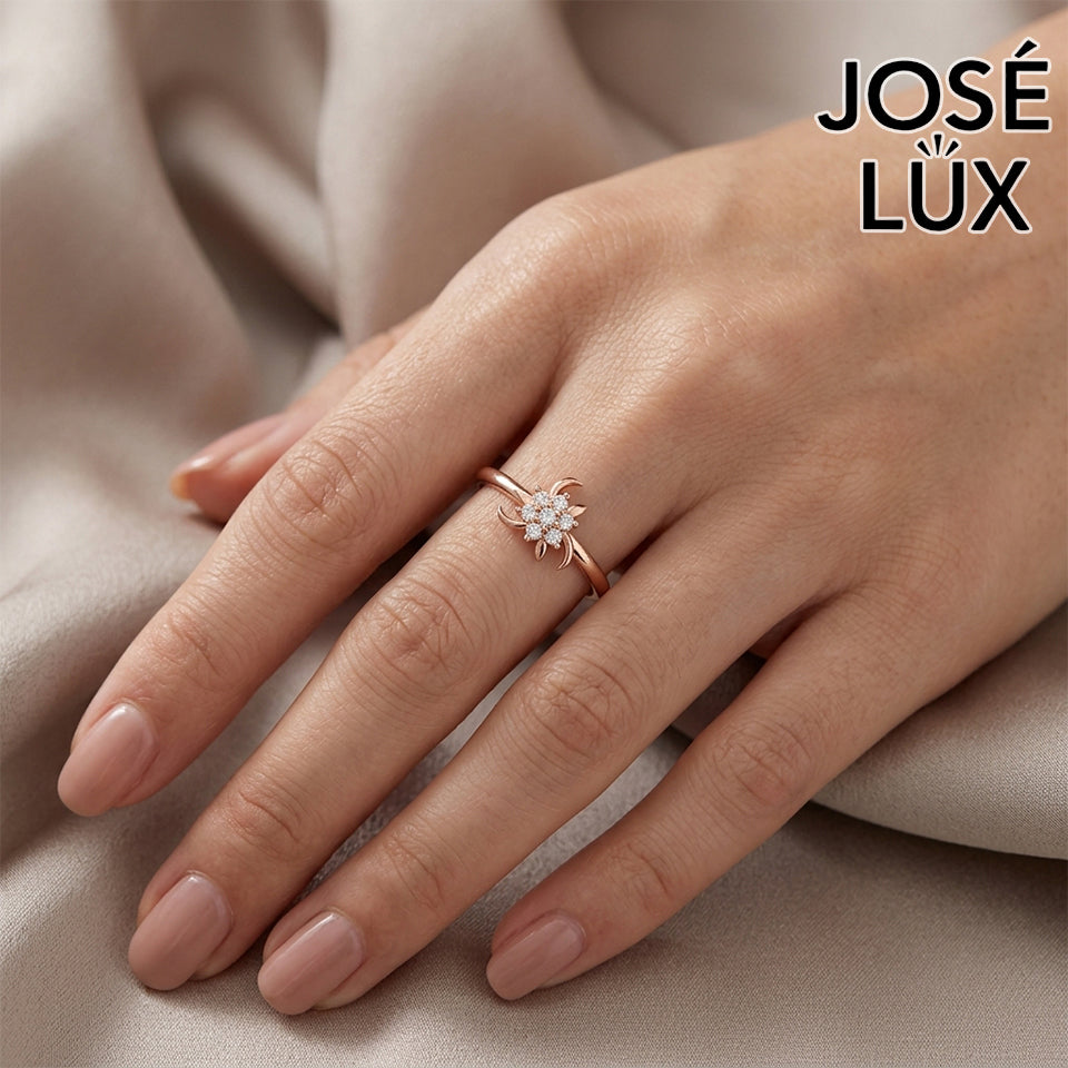 Handmade Moissanite Daisy Cluster Ring — 10K & 14K Gold, GRA Certified Moissanite