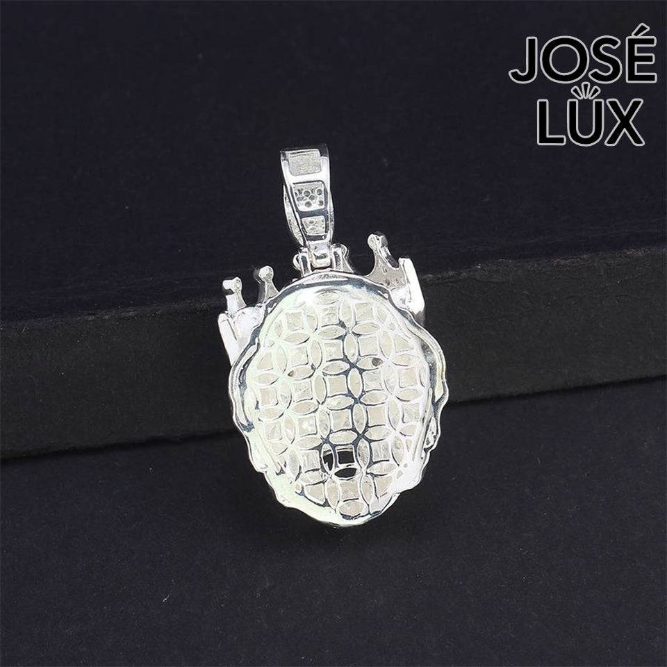 Handmade Lion King Crown Pendant Necklace for Men — 925 Sterling Silver, Rhodium Plated White Gold Finish, Swiss CZ