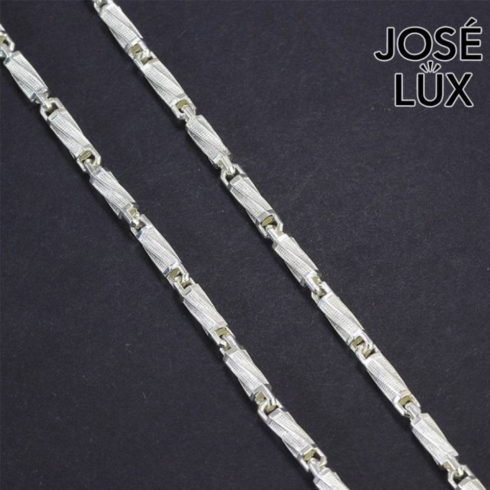 Handmade Bullet Link Chain Necklace for Men — 925 Sterling Silver, Rhodium Plated White Gold Finish, Handcrafted Clasp
