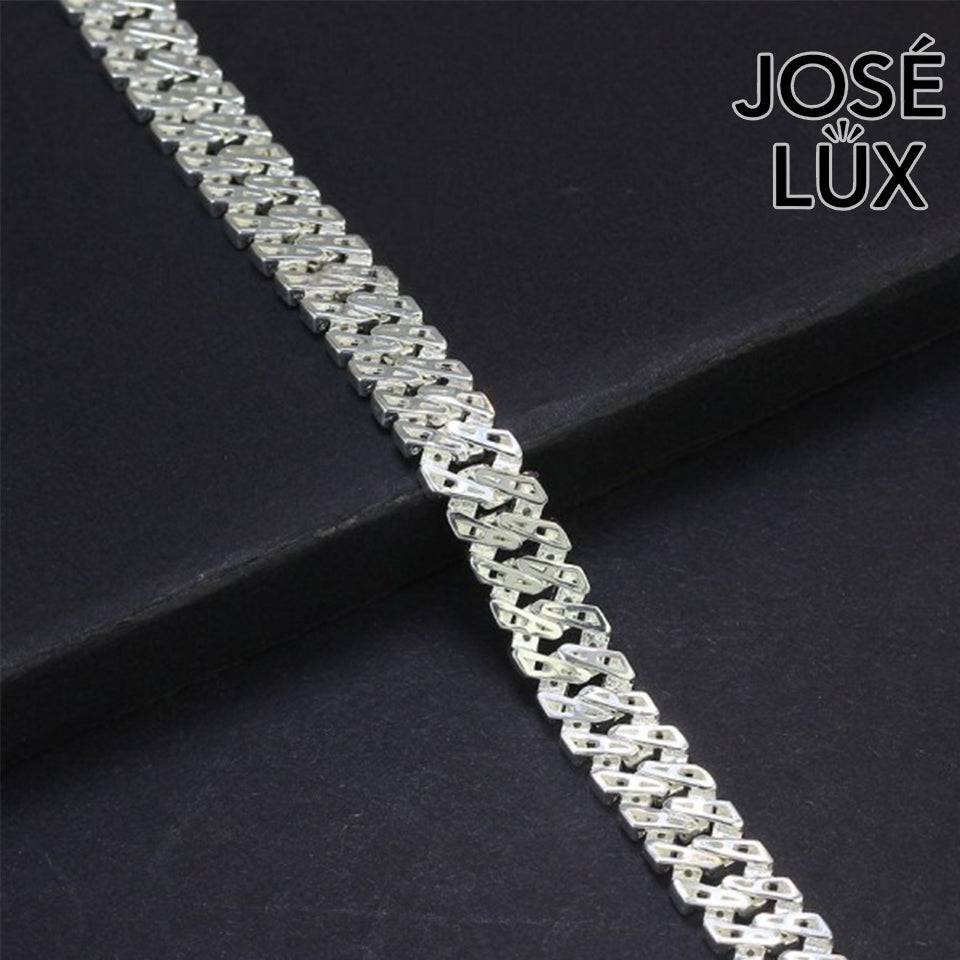 Handmade Miami Cuban Link Bracelet for Men — 7mm, 925 Sterling Silver, Pavé-Set Swiss CZ, Rhodium Plated White Gold Finish
