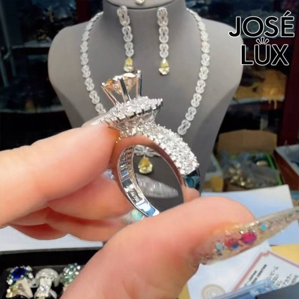 Handmade Champagne Moissanite Halo Ring — 925 Sterling Silver, Rhodium Plated White Gold Finish, GRA Moissanite