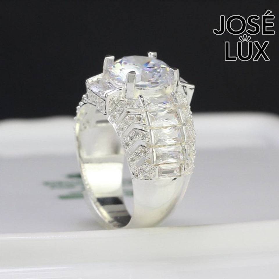 Handmade Men’s Solitaire Baguette CZ Statement Ring — 925 Sterling Silver, Rhodium Plated White Gold Finish, Swiss-Certified CZ