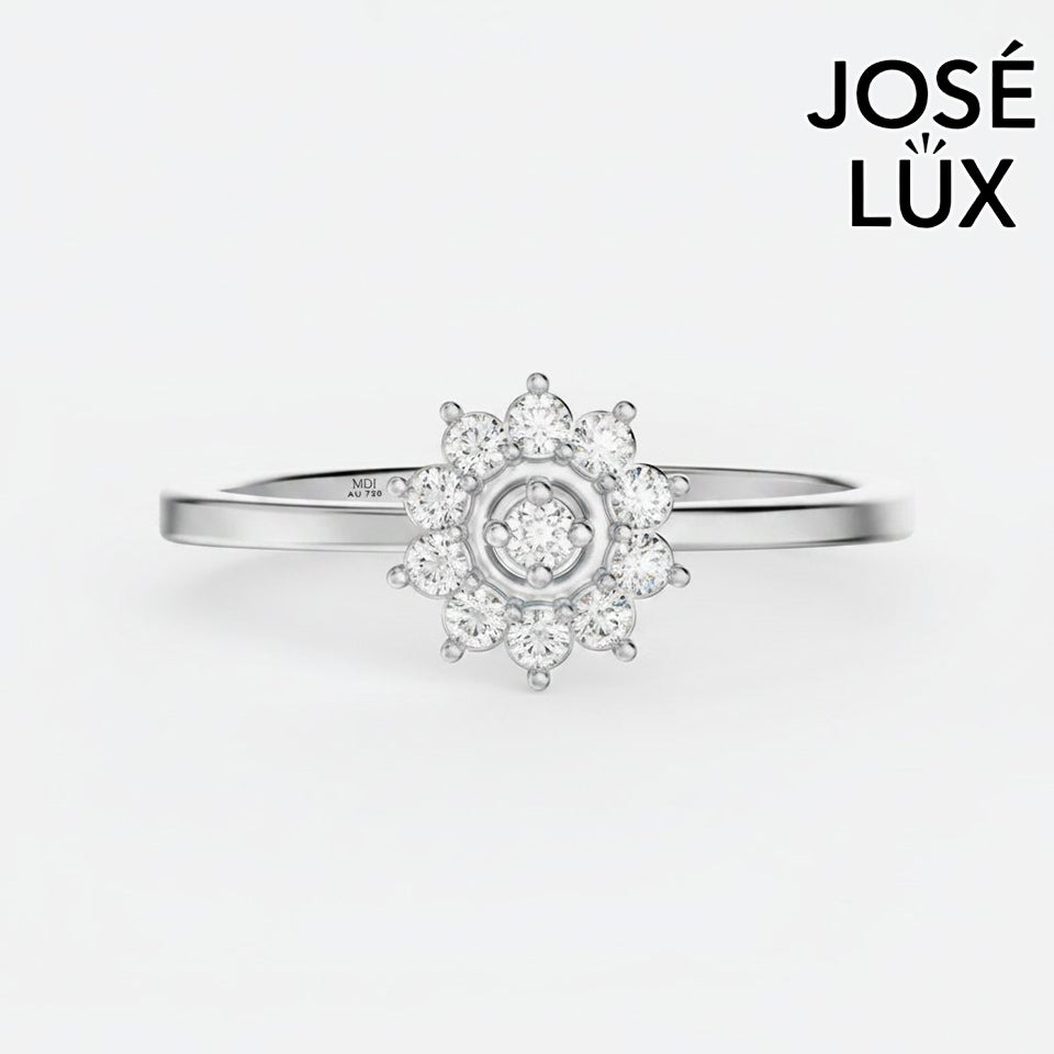 Handmade Moissanite Halo Cluster Ring — 10K & 14K Gold, GRA Certified Moissanite