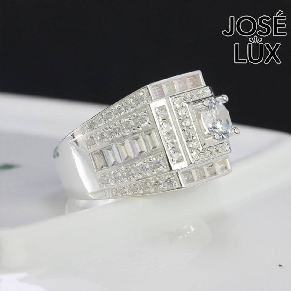 Handmade Men’s Iced Out CZ Ring — 925 Sterling Silver, Rhodium Plated White Gold Finish, Swiss-Certified CZ