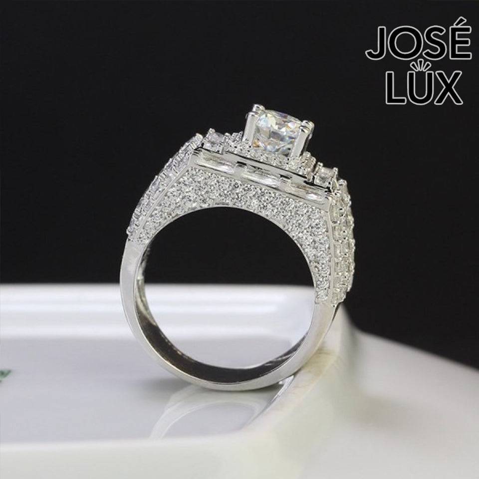 Handmade Men's Iced Out Moissanite Baguette Cluster Ring — 925 Sterling Silver, Rhodium Plated White Gold Finish, GRA Moissanite