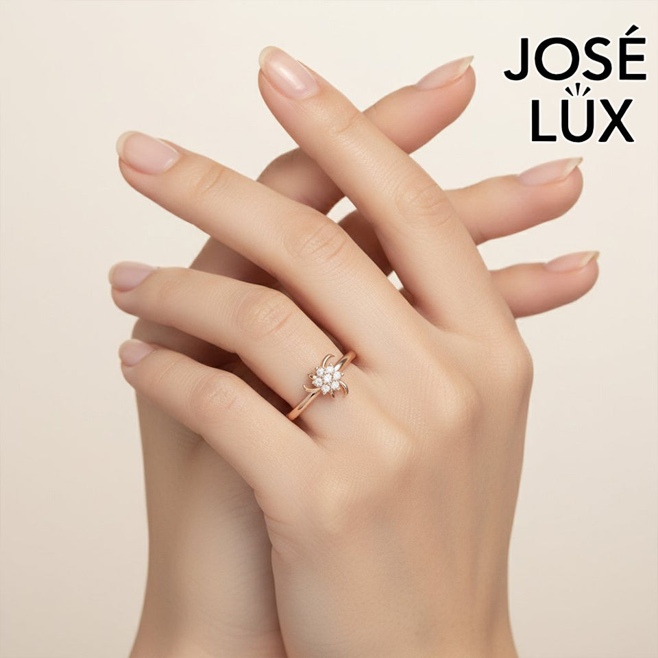Handmade Moissanite Daisy Cluster Ring — 10K & 14K Gold, GRA Certified Moissanite