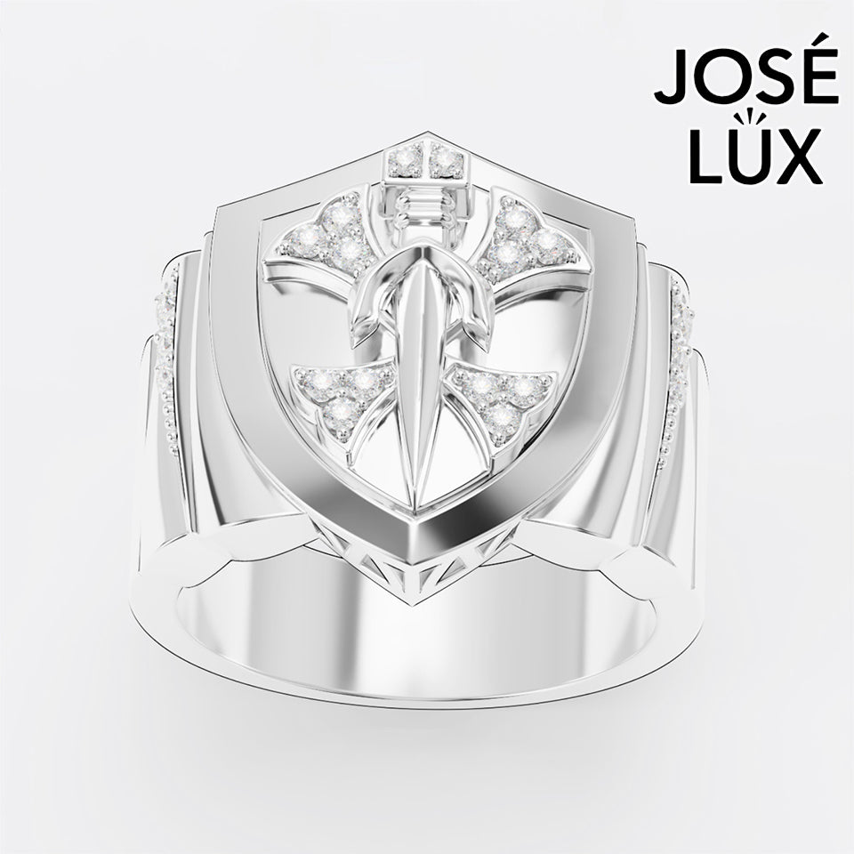 Handmade Templar Cross Signet Ring — 10K & 14K Gold, Full Moissanite Accents