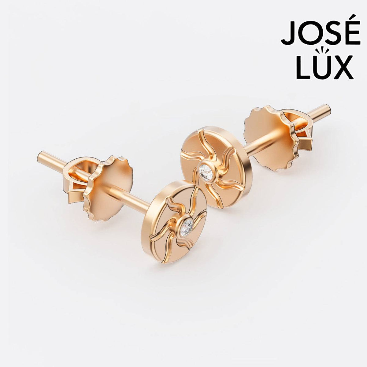 Handmade Men’s Sun Stud Earrings – 10K & 14K Gold Moissanite (Single or Pair)