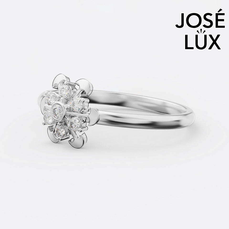 Handmade Moissanite Compass Flower Ring — 10K & 14K Gold, GRA Certified Moissanite