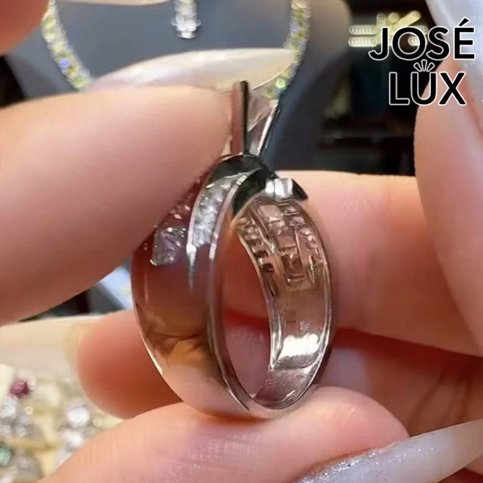 Handmade Channel Set Moissanite Ring — 925 Sterling Silver, Rhodium Plated White Gold Finish, GRA Moissanite