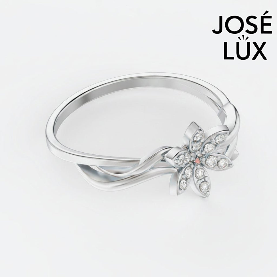 Handmade Moissanite Flower Vine Ring — 10K & 14K Gold, GRA Certified Moissanite