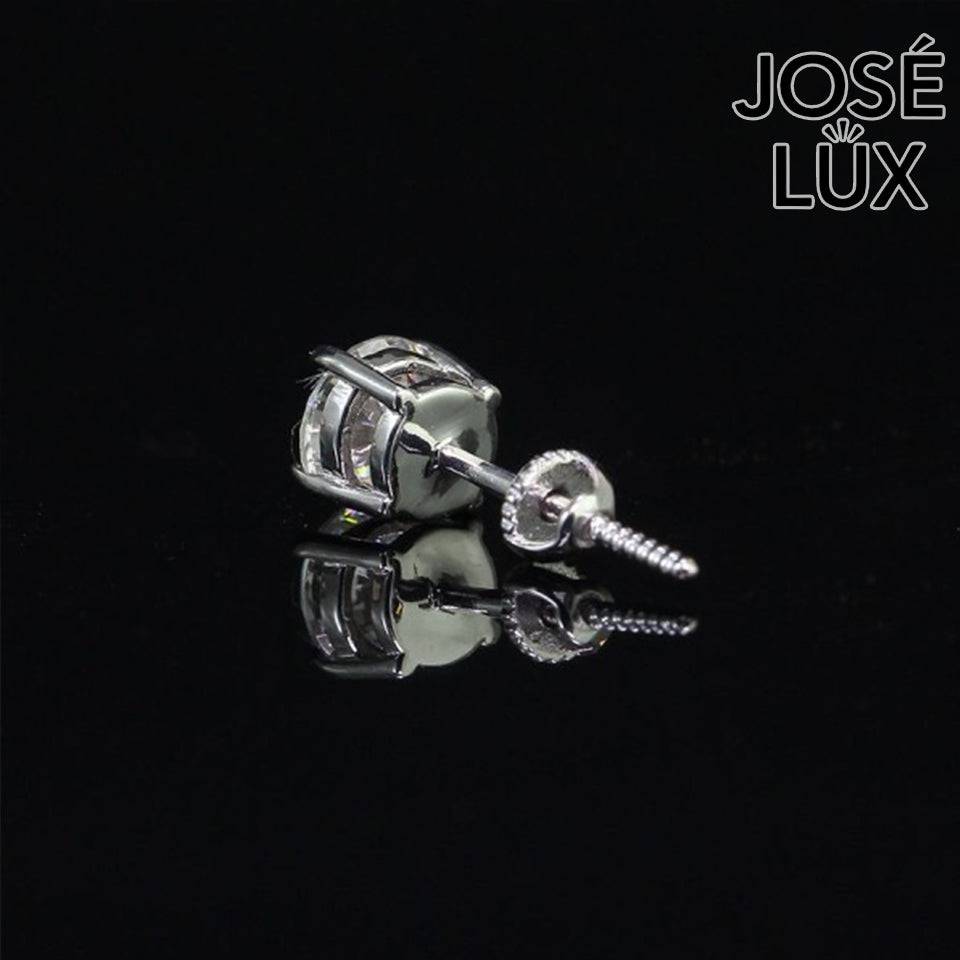 Handmade Men’s Moissanite Stud Earring — 925 Sterling Silver, Rhodium Plated White Gold Finish, GRA Moissanite 6mm 0.8ct